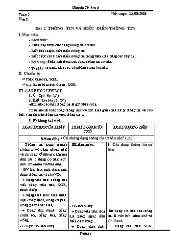 Giáo án Tin học Lớp 6 - Tuần 2 - Năm học 2018-2019 - Trường THCS Ngô Quang Nhã