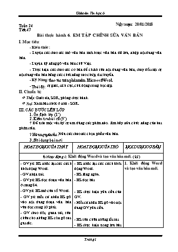 Giáo án Tin học Lớp 6 - Tuần 24 - Năm học 2017-2018 - Trường THCS Ngô Quang Nhã
