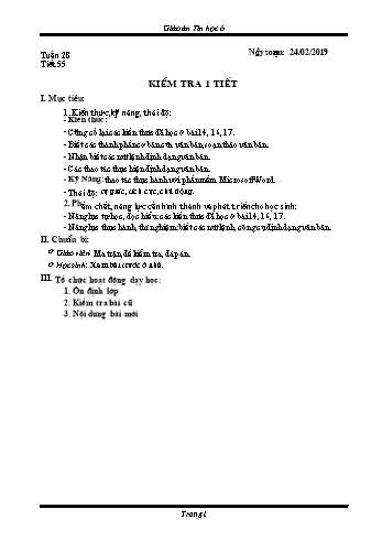 Giáo án Tin học Lớp 6 - Tuần 28 - Năm học 2018-2019 - Trường THCS Ngô Quang Nhã