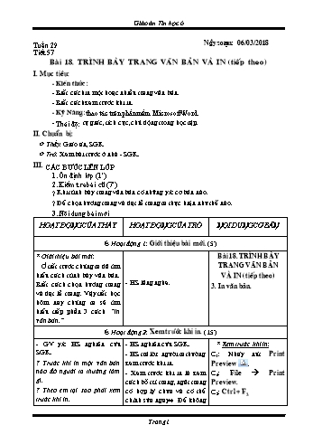 Giáo án Tin học Lớp 6 - Tuần 29 - Năm học 2017-2018 - Trường THCS Ngô Quang Nhã
