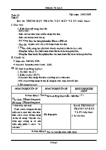 Giáo án Tin học Lớp 6 - Tuần 29 - Năm học 2018-2019 - Trường THCS Ngô Quang Nhã