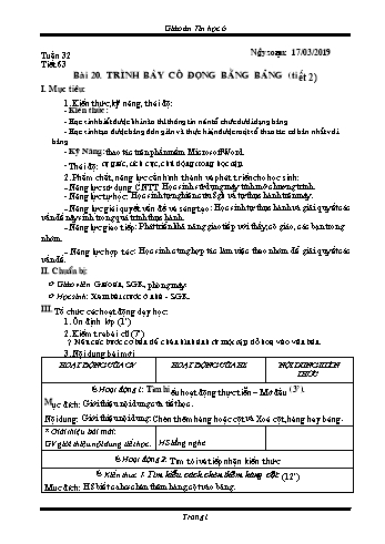 Giáo án Tin học Lớp 6 - Tuần 32 - Năm học 2018-2019 - Trường THCS Ngô Quang Nhã