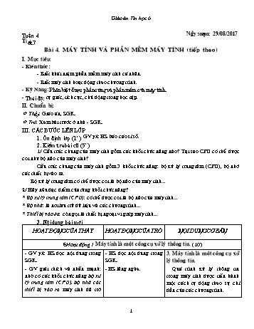Giáo án Tin học Lớp 6 - Tuần 4 - Năm học 2017-2018 - Trường THCS Ngô Quang Nhã