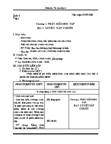 Giáo án Tin học Lớp 6 - Tuần 5 - Năm học 2018-2019 - Trường THCS Ngô Quang Nhã
