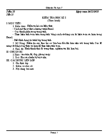 Giáo án Tin học Lớp 7 - Tuần 18 - Năm học 2018-2019 - Trường THCS Ngô Quang Nhã