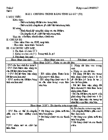 Giáo án Tin học Lớp 7 - Tuần 2 - Năm học 2017-2018 - Trường THCS Ngô Quang Nhã