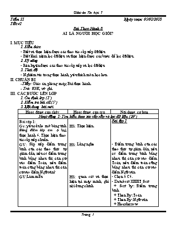 Giáo án Tin học Lớp 7 - Tuần 21 - Năm học 2017-2018 - Trường THCS Ngô Quang Nhã