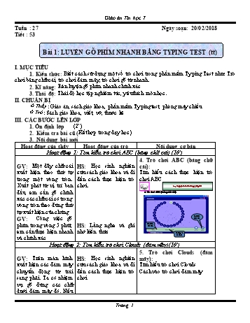 Giáo án Tin học Lớp 7 - Tuần 27 - Năm học 2017-2018 - Trường THCS Ngô Quang Nhã