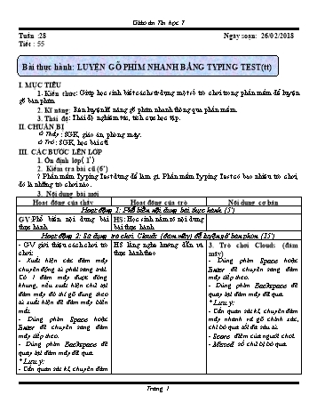 Giáo án Tin học Lớp 7 - Tuần 28 - Năm học 2017-2018 - Trường THCS Ngô Quang Nhã