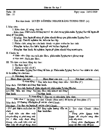 Giáo án Tin học Lớp 7 - Tuần 28 - Năm học 2018-2019 - Trường THCS Ngô Quang Nhã