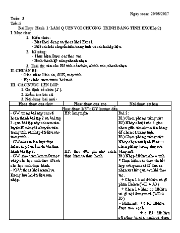 Giáo án Tin học Lớp 7 - Tuần 3 - Năm học 2017-2018 - Trường THCS Ngô Quang Nhã