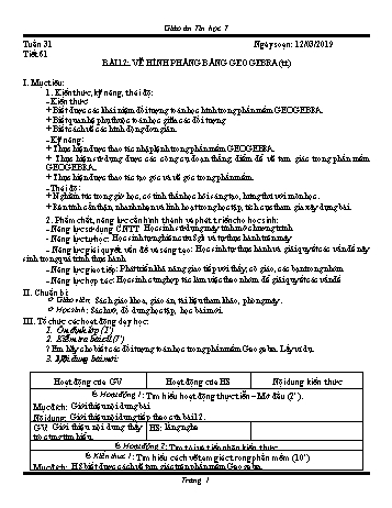 Giáo án Tin học Lớp 7 - Tuần 31 - Năm học 2018-2019 - Trường THCS Ngô Quang Nhã