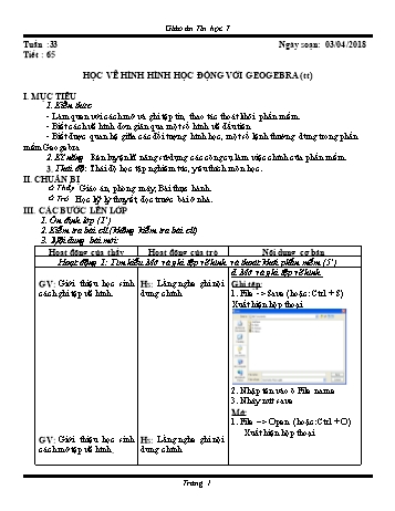 Giáo án Tin học Lớp 7 - Tuần 33 - Năm học 2017-2018 - Trường THCS Ngô Quang Nhã