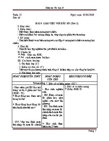 Giáo án Tin học Lớp 8 - Tuần 22 - Năm học 2018-2019 - Trường THCS Ngô Quang Nhã
