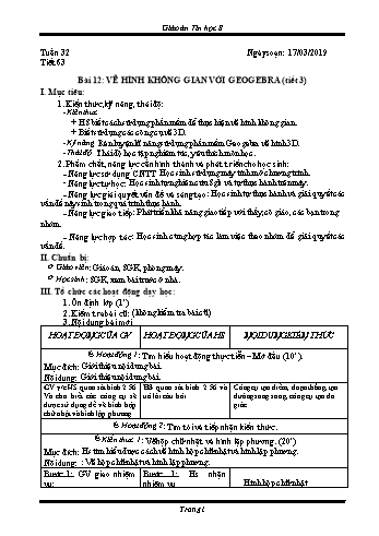 Giáo án Tin học Lớp 8 - Tuần 32 - Năm học 2018-2019 - Trường THCS Ngô Quang Nhã