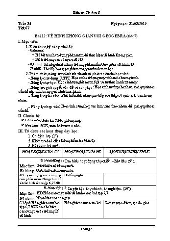 Giáo án Tin học Lớp 8 - Tuần 34 - Năm học 2018-2019 - Trường THCS Ngô Quang Nhã