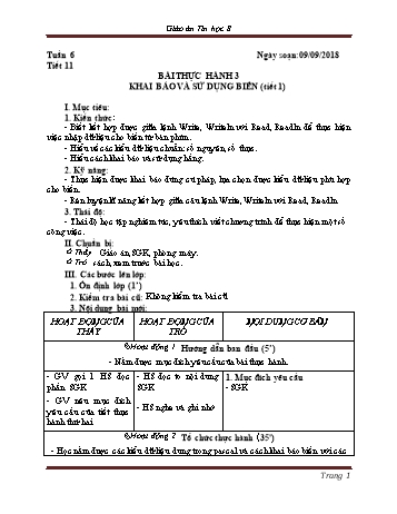 Giáo án Tin học Lớp 8 - Tuần 6 - Năm học 2018-2019 - Trường THCS Ngô Quang Nhã