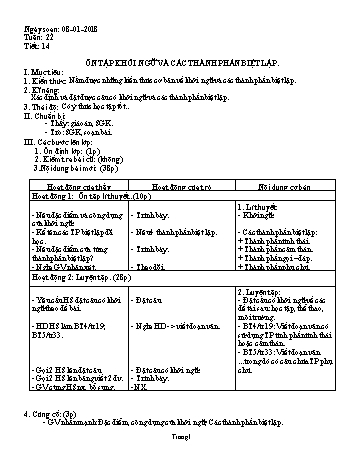 Giáo án Tự chọn Ngữ văn Lớp 9 - Tiết 14: Ôn tập khởi ngữ và các thành phần biệt lập - Năm học 2017-2018 - Trường THCS Ngô Quang Nhã