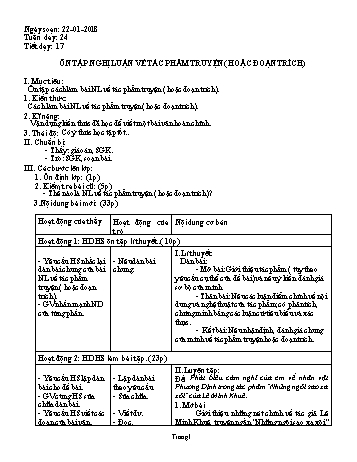 Giáo án Tự chọn Ngữ văn Lớp 9 - Tuần 24 - Năm học 2017-2018 - Trường THCS Ngô Quang Nhã
