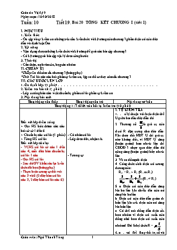 Giáo án Vật lí Lớp 9 - Tuần 10 - Năm học 2018-2019 - Ngô Thanh Tùng