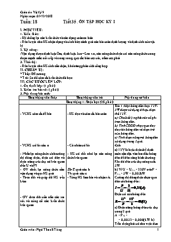 Giáo án Vật lí Lớp 9 - Tuần 18 - Năm học 2018-2019 - Ngô Thanh Tùng