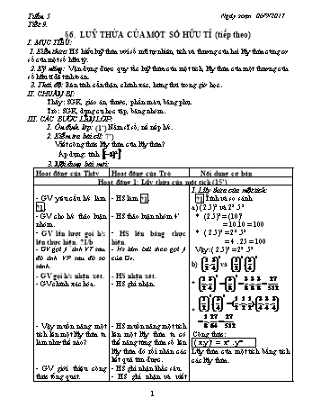 Giáo án Đại số 7 - Tuần 5 - Năm học 2017-2018 - Trường THCS Ngô Quang Nhã