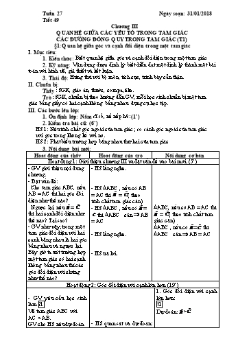 Giáo án Đại số Khối 7 - Tuần 27 - Năm học 2017-2018 - Trường THCS Ngô Quang Nhã