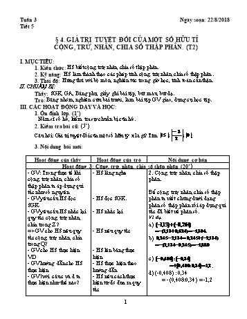 Giáo án Đại số Khối 7 - Tuần 3 - Năm học 2018-2019 - Trường THCS Ngô Quang Nhã