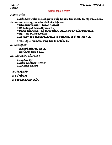 Giáo án Đại số Khối 9 - Tuần 15 - Năm học 2018-2019 - Trường THCS Ngô Quang Nhã