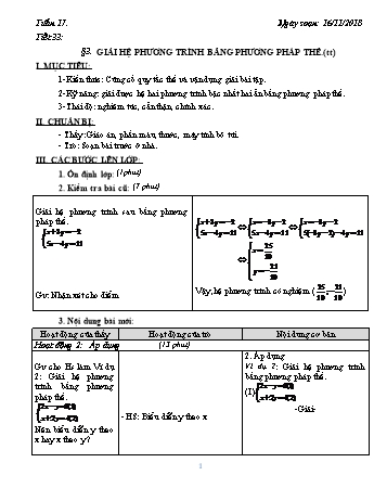 Giáo án Đại số Khối 9 - Tuần 17 - Năm học 2018-2019 - Trường THCS Ngô Quang Nhã