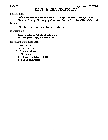 Giáo án Đại số Khối 9 - Tuần 18 - Năm học 2017-2018 - Trường THCS Ngô Quang Nhã