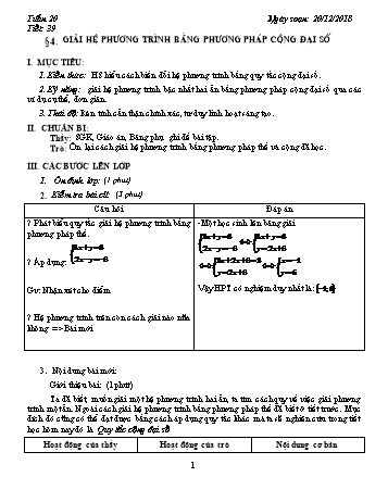Giáo án Đại số Khối 9 - Tuần 20 - Năm học 2018-2019 - Trường THCS Ngô Quang Nhã