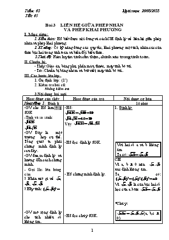 Giáo án Đại số Khối 9 - Tuần 3 - Năm học 2018-2019 - Trường THCS Ngô Quang Nhã