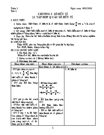 Giáo án Đại số Lớp 7 - Tuần 1 - Năm học 2018-2019 - Trường THCS Ngô Quang Nhã