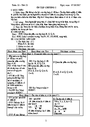 Giáo án Đại số Lớp 7 - Tuần 11 - Năm học 2017-2018 - Trường THCS Ngô Quang Nhã