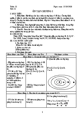 Giáo án Đại số Lớp 7 - Tuần 11 - Năm học 2018-2019 - Trường THCS Ngô Quang Nhã