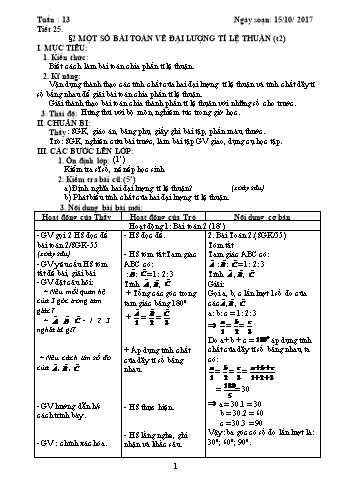 Giáo án Đại số Lớp 7 - Tuần 13 - Năm học 2017-2018 - Trường THCS Ngô Quang Nhã
