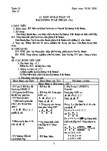 Giáo án Đại số Lớp 7 - Tuần 13 - Năm học 2018-2019 - Trường THCS Ngô Quang Nhã