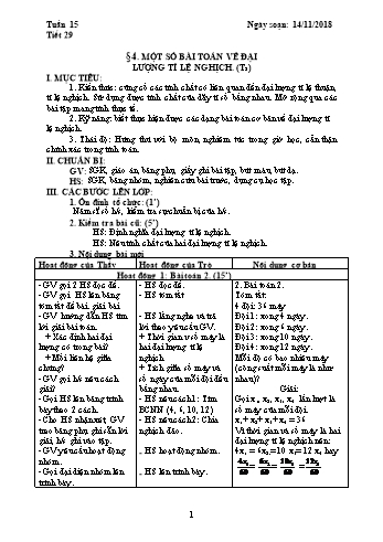 Giáo án Đại số Lớp 7 - Tuần 15 - Năm học 2018-2019 - Trường THCS Ngô Quang Nhã
