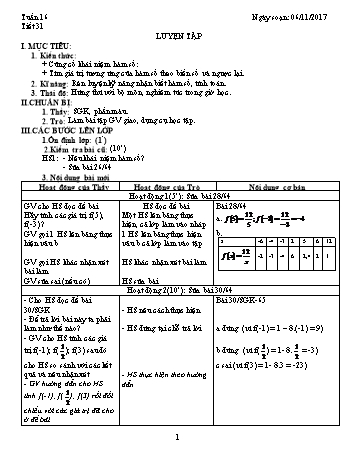 Giáo án Đại số Lớp 7 - Tuần 16 - Năm học 2017-2018 - Trường THCS Ngô Quang Nhã