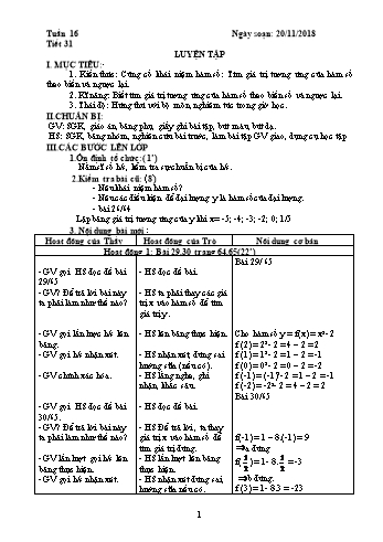Giáo án Đại số Lớp 7 - Tuần 16 - Năm học 2018-2019 - Trường THCS Ngô Quang Nhã