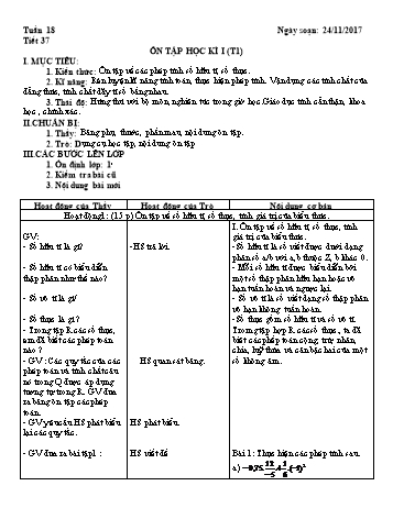 Giáo án Đại số Lớp 7 - Tuần 18 - Năm học 2017-2018 - Trường THCS Ngô Quang Nhã