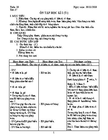 Giáo án Đại số Lớp 7 - Tuần 18 - Năm học 2018-2019 - Trường THCS Ngô Quang Nhã
