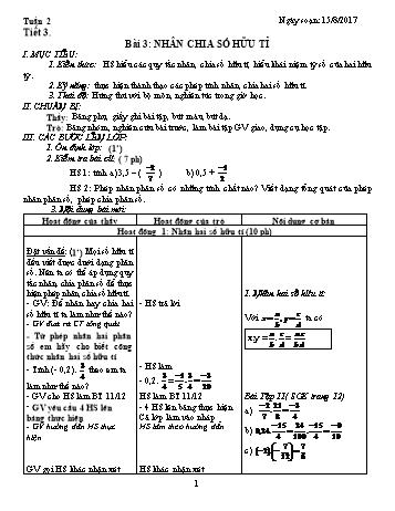 Giáo án Đại số Lớp 7 - Tuần 2 - Năm học 2017-2018 - Trường THCS Ngô Quang Nhã