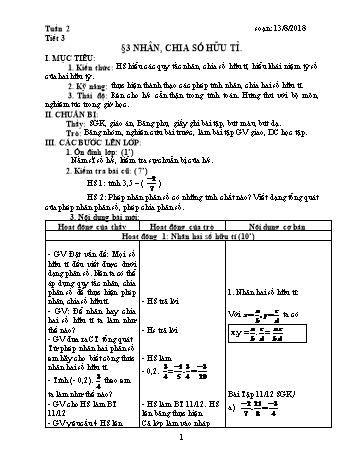 Giáo án Đại số Lớp 7 - Tuần 2 - Năm học 2018-2019 - Trường THCS Ngô Quang Nhã
