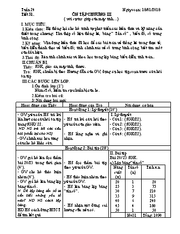 Giáo án Đại số Lớp 7 - Tuần 24 - Năm học 2017-2018 - Trường THCS Ngô Quang Nhã