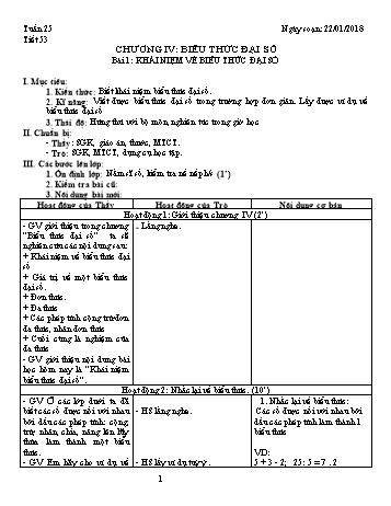 Giáo án Đại số Lớp 7 - Tuần 25 - Năm học 2017-2018 - Trường THCS Ngô Quang Nhã