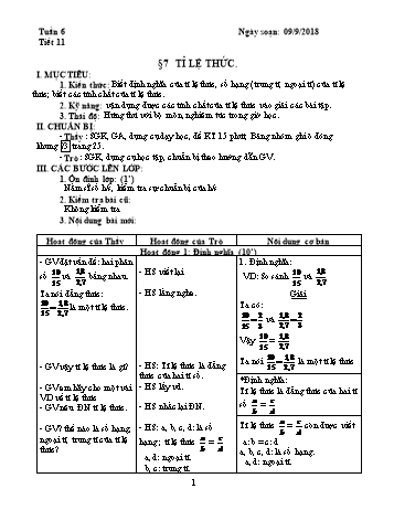 Giáo án Đại số Lớp 7 - Tuần 6 - Năm học 2018-2019 - Trường THCS Ngô Quang Nhã