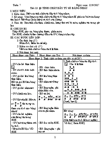 Giáo án Đại số Lớp 7 - Tuần 7 - Năm học 2017-2018 - Trường THCS Ngô Quang Nhã
