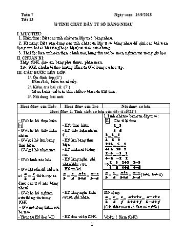 Giáo án Đại số Lớp 7 - Tuần 7 - Năm học 2018-2019 - Trường THCS Ngô Quang Nhã